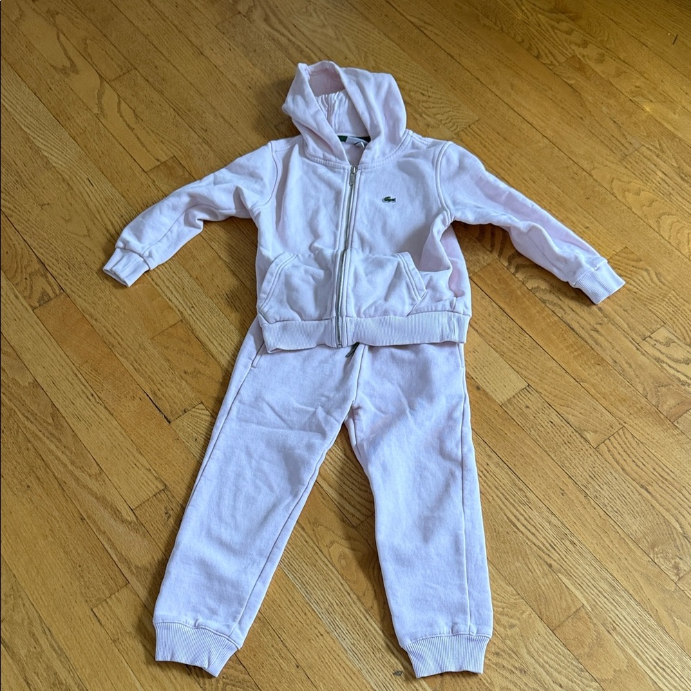 Lacoste Kids Pink Sweatpants & Hoodie Set